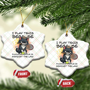Funny Cat Plays Tennis Ceramic Ornament Because Punching People Is Against The Law TS12 Print Your Wear