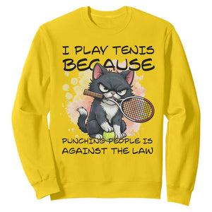 Funny Cat Plays Tennis Sweatshirt Because Punching People Is Against The Law TS12 Daisy Print Your Wear