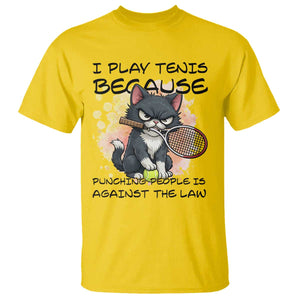 Funny Cat Plays Tennis T Shirt Because Punching People Is Against The Law TS12 Daisy Print Your Wear