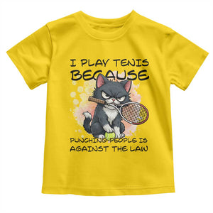 Funny Cat Plays Tennis Toddler T Shirt Because Punching People Is Against The Law TS12 Daisy Print Your Wear