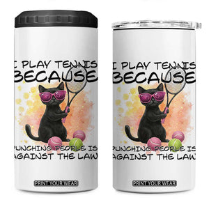 Because Punching People Is Against The Law 4 in 1 Can Cooler Tumbler Funny Tennis Cat Gift TS12 One Size: 16 oz White Print Your Wear