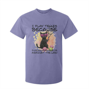 Because Punching People Is Against The Law T Shirt For Kid Funny Tennis Cat Gift TS12 Violet Print Your Wear