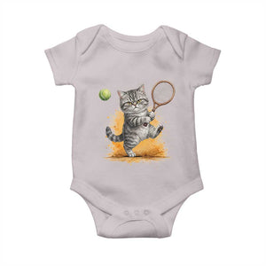Funny Grumpy Cat Tennis Player Baby Onesie Gift For Tennis Fans TS12 Ice Gray Print Your Wear