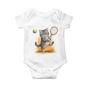 Funny Grumpy Cat Tennis Player Baby Onesie Gift For Tennis Fans TS12 White Print Your Wear