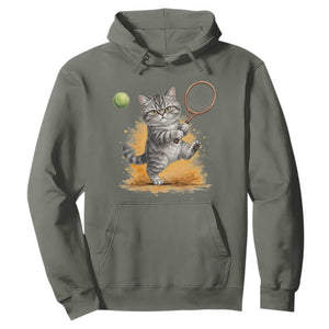 Funny Grumpy Cat Tennis Player Hoodie Gift For Tennis Fans TS12 Military Green Print Your Wear