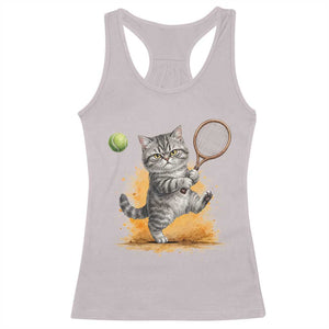 Funny Grumpy Cat Tennis Player Racerback Tank Top Gift For Tennis Fans TS12 Ice Gray Print Your Wear