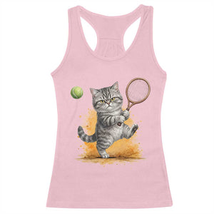 Funny Grumpy Cat Tennis Player Racerback Tank Top Gift For Tennis Fans TS12 Light Pink Print Your Wear