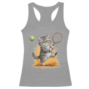 Funny Grumpy Cat Tennis Player Racerback Tank Top Gift For Tennis Fans TS12 Sport Gray Print Your Wear