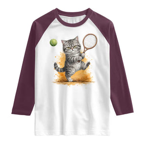 Funny Grumpy Cat Tennis Player Raglan Shirt Gift For Tennis Fans TS12 White Maroon Print Your Wear
