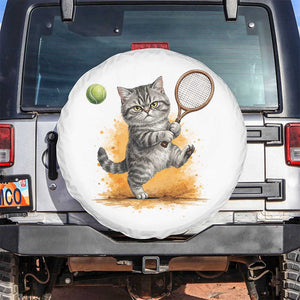 Funny Grumpy Cat Tennis Player Spare Tire Cover Gift For Tennis Fans TS12 No hole White Print Your Wear