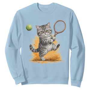 Funny Grumpy Cat Tennis Player Sweatshirt Gift For Tennis Fans TS12 Light Blue Print Your Wear