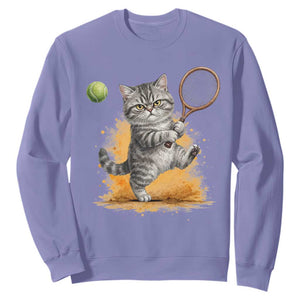 Funny Grumpy Cat Tennis Player Sweatshirt Gift For Tennis Fans TS12 Violet Print Your Wear