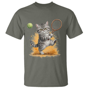 Funny Grumpy Cat Tennis Player T Shirt Gift For Tennis Fans TS12 Military Green Print Your Wear
