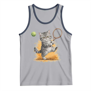 Funny Grumpy Cat Tennis Player Tank Top Gift For Tennis Fans TS12 Athletic Heather Navy Print Your Wear