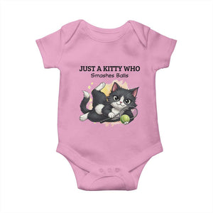 Just A Kitty Who Smashes Balls Baby Onesie Funny Tennis Cat Gift TS12 Light Pink Print Your Wear