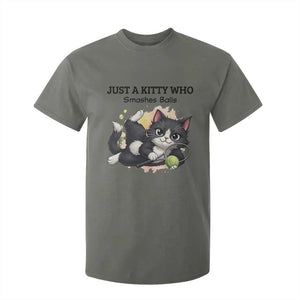 Just A Kitty Who Smashes Balls T Shirt For Kid Funny Tennis Cat Gift TS12 Military Green Print Your Wear