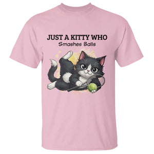 Just A Kitty Who Smashes Balls T Shirt Funny Tennis Cat Gift TS12 Light Pink Print Your Wear