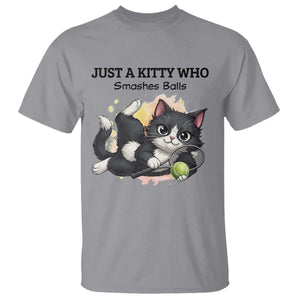 Just A Kitty Who Smashes Balls T Shirt Funny Tennis Cat Gift TS12 Sport Gray Print Your Wear