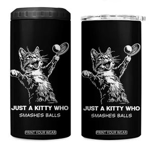 Funny Cat Plays Tennis 4 in 1 Can Cooler Tumbler Just A Kitty Who Smashes Balls TS12 One Size: 16 oz Black Print Your Wear