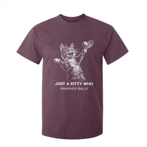 Funny Cat Plays Tennis T Shirt For Kid Just A Kitty Who Smashes Balls TS12 Maroon Print Your Wear