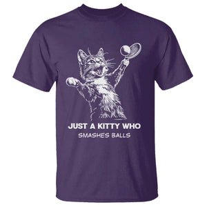 Funny Cat Plays Tennis T Shirt Just A Kitty Who Smashes Balls TS12 Purple Print Your Wear