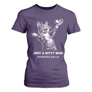 Funny Cat Plays Tennis T Shirt For Women Just A Kitty Who Smashes Balls TS12 Purple Print Your Wear