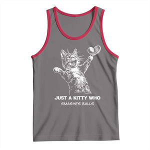 Funny Cat Plays Tennis Tank Top Just A Kitty Who Smashes Balls TS12 Deep Heather Red Print Your Wear