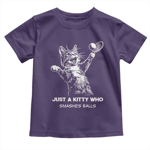 Funny Cat Plays Tennis Toddler T Shirt Just A Kitty Who Smashes Balls TS12 Purple Print Your Wear