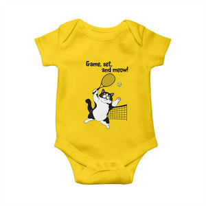 Funny Chubby Cat Tennis Baby Onesie Game Set And Meow TS12 Daisy Print Your Wear