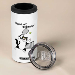 Funny Chubby Cat Tennis 4 in 1 Can Cooler Tumbler Game Set And Meow TS12 Print Your Wear