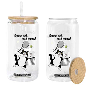Funny Chubby Cat Tennis Glass Can Game Set And Meow TS12 Print Your Wear