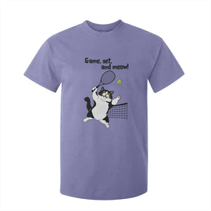 Funny Chubby Cat Tennis T Shirt For Kid Game Set And Meow TS12 Violet Print Your Wear