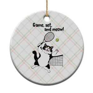 Funny Chubby Cat Tennis Ceramic Ornament Game Set And Meow TS12 1pc Christmas Plaid Print Your Wear
