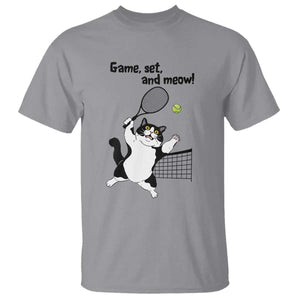 Funny Chubby Cat Tennis T Shirt Game Set And Meow TS12 Sport Gray Print Your Wear