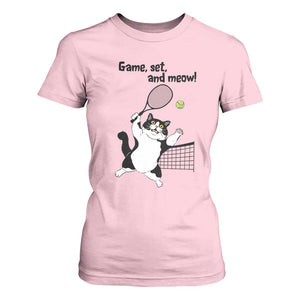 Funny Chubby Cat Tennis T Shirt For Women Game Set And Meow TS12 Light Pink Print Your Wear