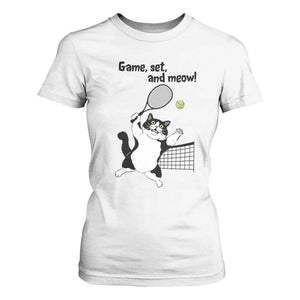 Funny Chubby Cat Tennis T Shirt For Women Game Set And Meow TS12 White Print Your Wear