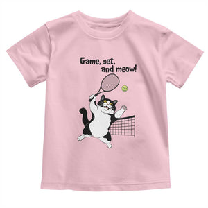 Funny Chubby Cat Tennis Toddler T Shirt Game Set And Meow TS12 Light Pink Print Your Wear