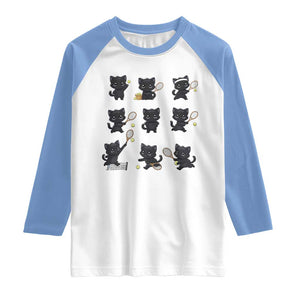 Funny Tennis Game Day Cat Raglan Shirt Tennis Player Gift TS12 White Carolina Blue Print Your Wear