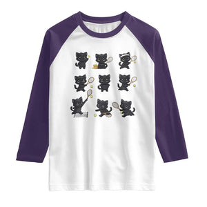 Funny Tennis Game Day Cat Raglan Shirt Tennis Player Gift TS12 White Purple Print Your Wear
