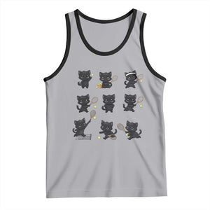 Funny Tennis Game Day Cat Tank Top Tennis Player Gift TS12 Athletic Heather Black Print Your Wear
