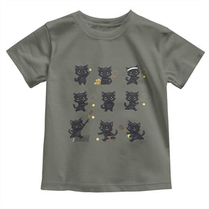 Funny Tennis Game Day Cat Toddler T Shirt Tennis Player Gift TS12 Military Green Print Your Wear