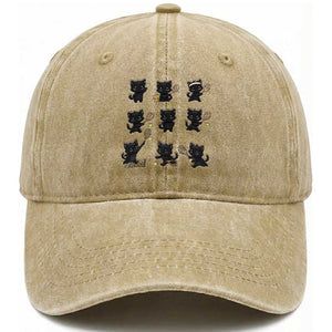 Funny Tennis Game Day Cat Washed Cotton Baseball Cap Tennis Player Gift TS12 Print Your Wear