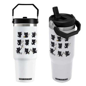 Funny Tennis Game Day Cat Flip Straw Tumbler Tennis Player Gift TS12 One Size: 30 oz White Print Your Wear