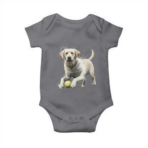Cute Yellow Labrador Retriever With Tennis Ball Baby Onesie TS12 Charcoal Print Your Wear