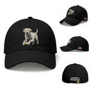 Cute Yellow Labrador Retriever With Tennis Ball Baseball Cap TS12 Baseball Cap Universal Fit Black Print Your Wear