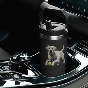 Cute Yellow Labrador Retriever With Tennis Ball Flip Straw Tumbler TS12 Print Your Wear