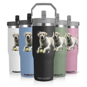 Cute Yellow Labrador Retriever With Tennis Ball Flip Straw Tumbler TS12 Print Your Wear