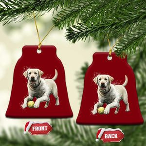 Cute Yellow Labrador Retriever With Tennis Ball Ceramic Ornament TS12 Print Your Wear