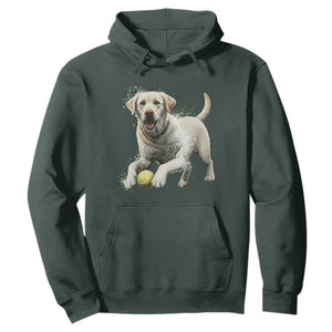 Cute Yellow Labrador Retriever With Tennis Ball Hoodie TS12 Dark Forest Green Print Your Wear