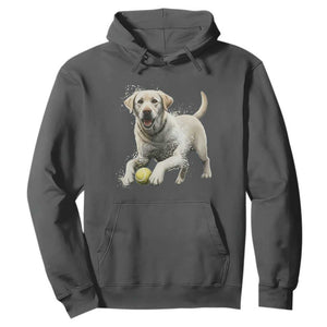 Cute Yellow Labrador Retriever With Tennis Ball Hoodie TS12 Dark Heather Print Your Wear